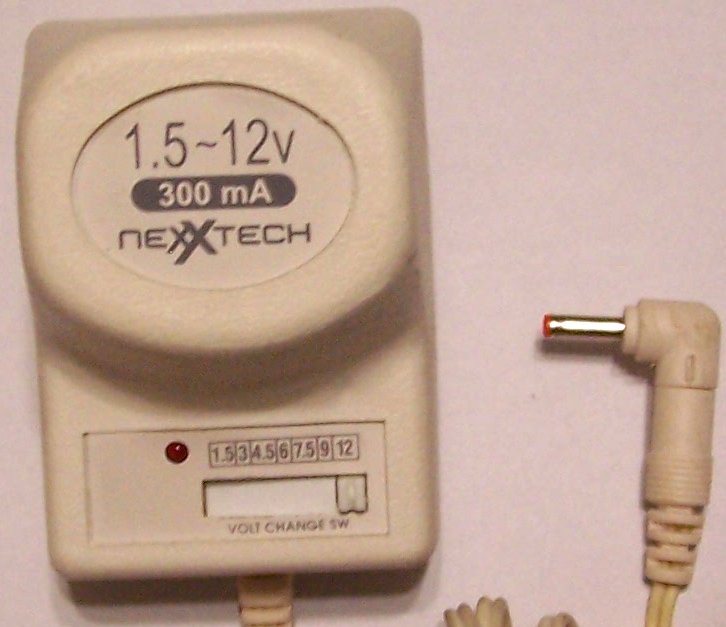 ADAPTER DC 1.5,3,4.5,6,7.5,9,12V 300MA 2.5HP