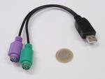 SPLITER USB (A) MALE-PS2 FEMALE 8 INCH