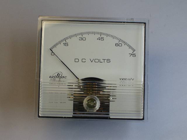 VOLT METER 0-75DC 2.5X2.5IN PANEL DIA 52MM SCREW