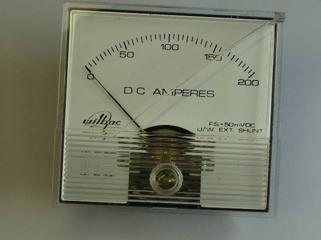 AMPIER METER 0-200 DC AMP 2.5X2.5 PANEL DIA 53MM S